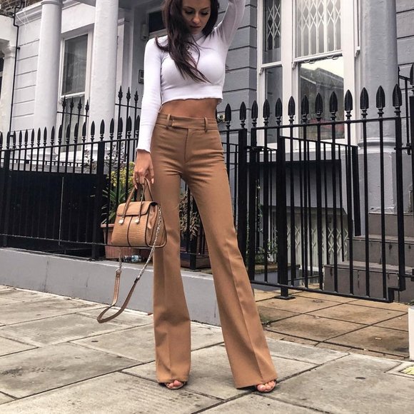 ZARA FLARED PANTS Camel 8135/703 BLOGGER FAVE - Picture 7 of 9